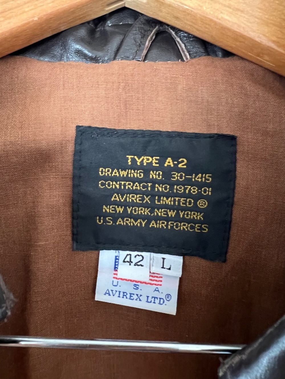 1978 Authentic Avirex Limited A-2 Military Flight Leather Bomber Jacket USA Made - Picture 3 of 6